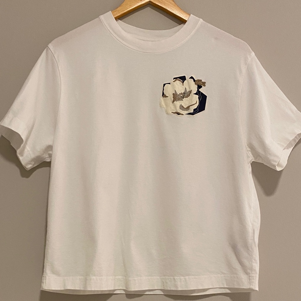 Lacoste White T-Shirt with Floral Design